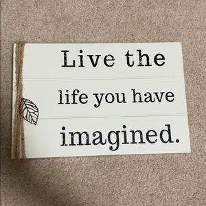 Wooden home decor piece with inspirational quote